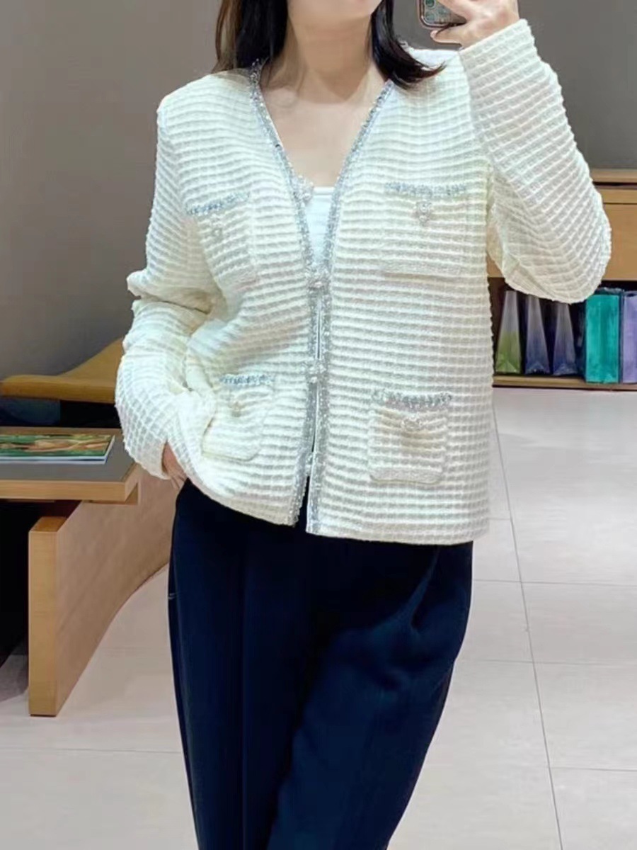 Self-portrait New Ivory V-neck Knit Cardigan
