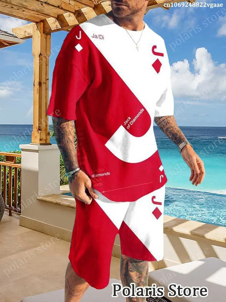 Summer Blue Tracksuit Set For Men Short Sleeve T Shirt Shorts 2 Piece Oversized Casual Trendy Sportwear Outfits Clothes 240106