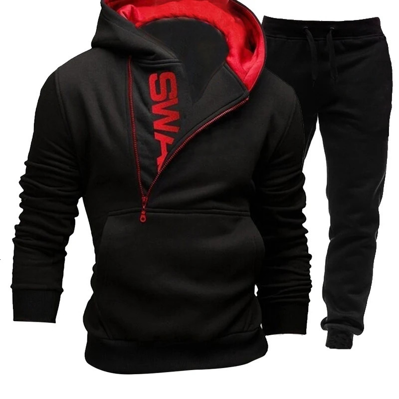 Fashion Letter Printed Mens Tracksuit Zipper Hoodie Suits Two Pieces Set Jogging Suit Sports Wear 240106