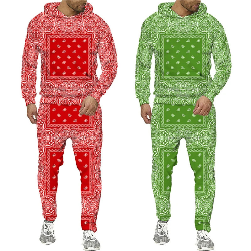 Colorful Paisley Graphic Men/Women Tracksuit Set Cashew Floral Print Hoodie/Pants/Suit Hip Hop Couple Streetwear Jogging Clothes 240106