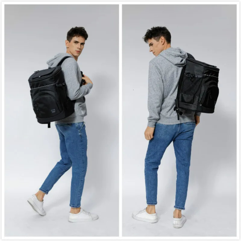 33L Refrigerator Bag Soft Large 36 Cans Insulated Cooler Backpack Thermal Isothermal Fridge Travel Beach Ice Beer Backpack 240106