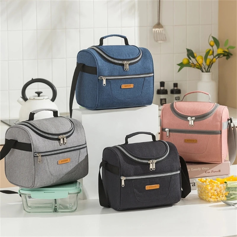 Stylish Double Compartment Lunch Bag for Women Large Capacity Insulated Lunch Box Cooler Bag for Work 240106