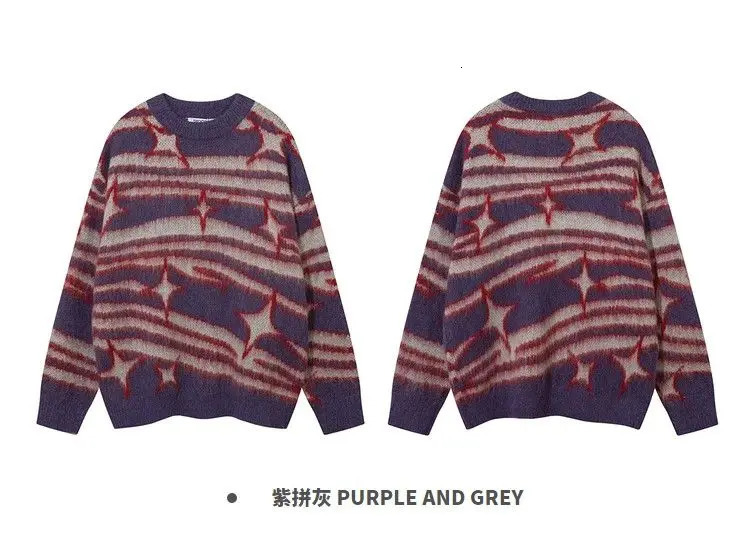 Fashion american simplicity knitted men sweater spring winter Korean style personality y2k street loose couple round neck hoodie 240106