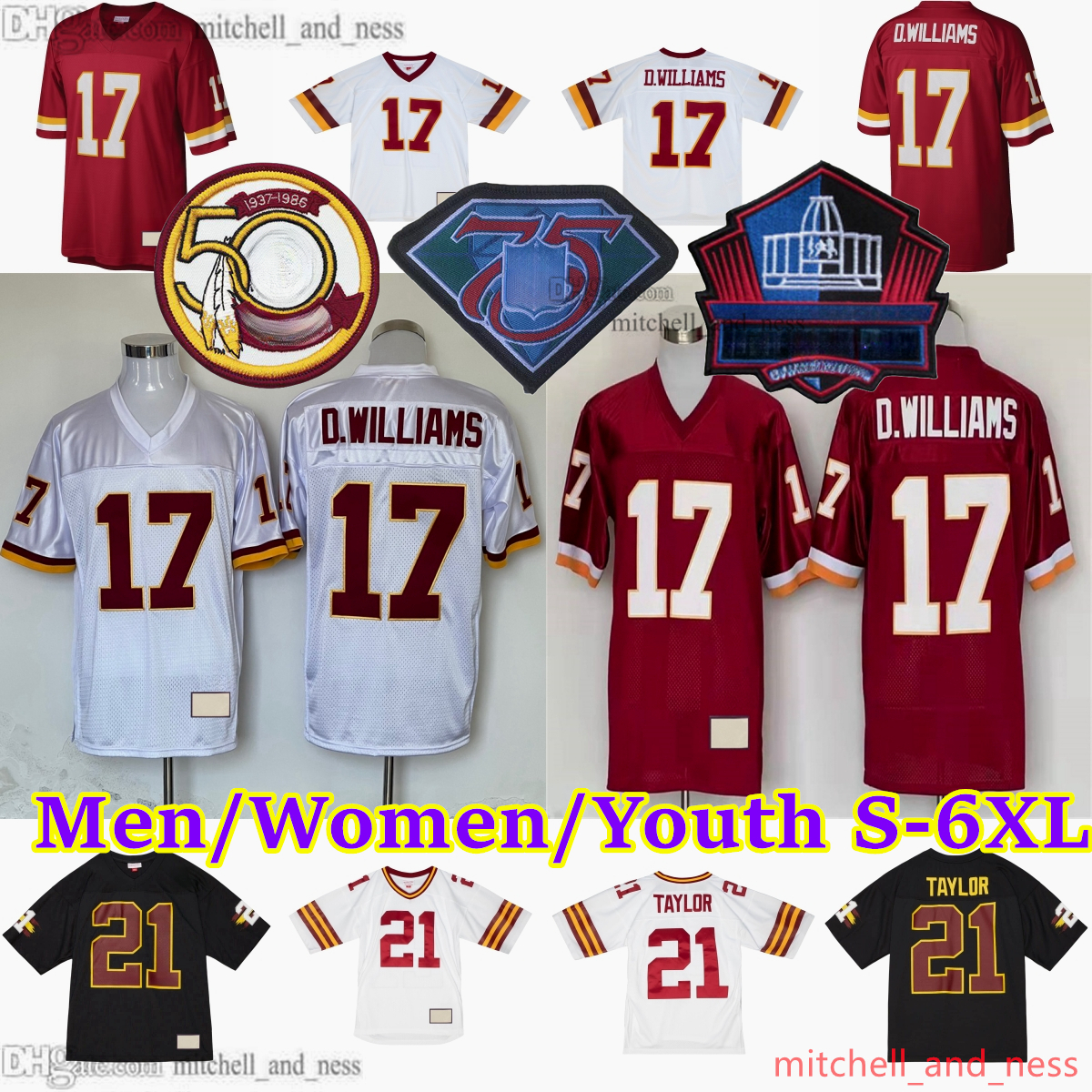 Custom S-6XL Throwback Football 42 Charley Taylor Jersey 1932-1999 Stitch 66 Joe Jacoby 65 Dave Butz 56 Len Hauss 68 Russ Grimm 17 Doug Williams Mark Moseley Jerseys