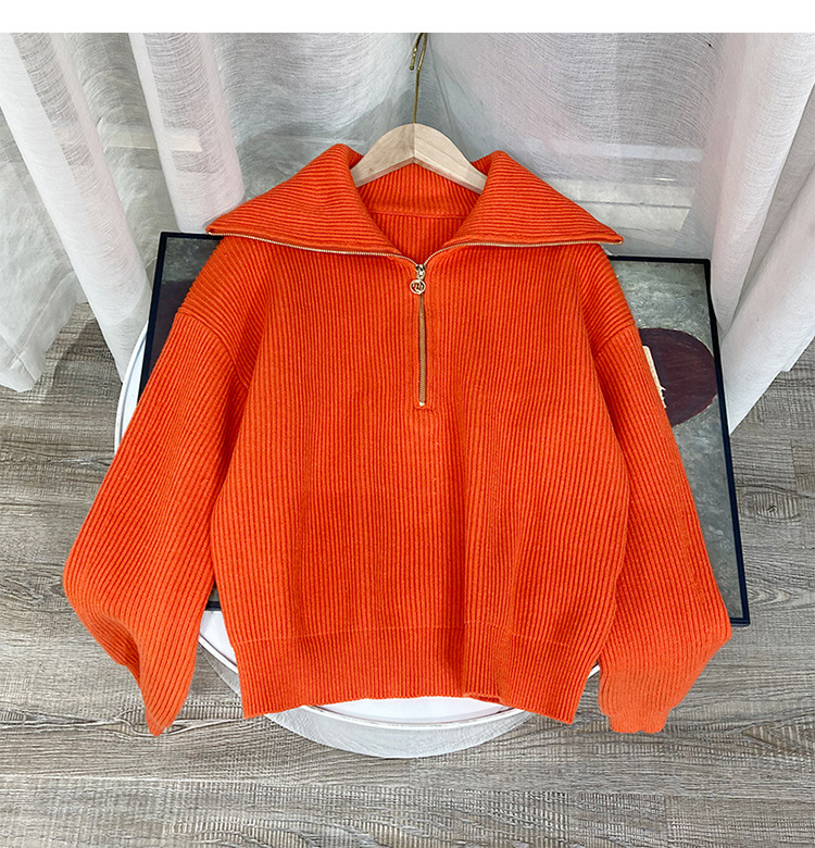 2024 Maje New Women's Zip Lapel Rib Knit Top Women