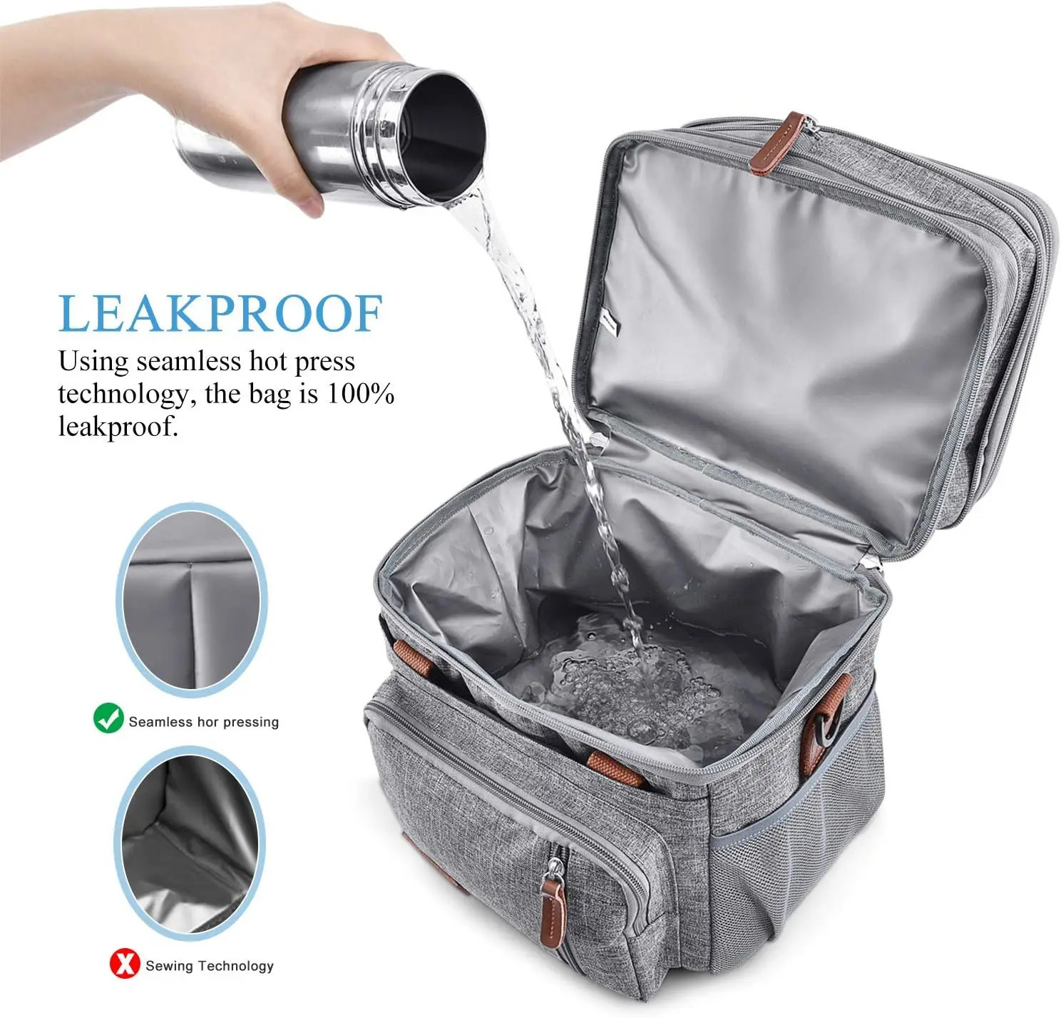 Lunch Bag for Women Men Double Deck Lunch Box - Leakproof Insulated Soft Large Adult Lunch Cooler Bag for Work 240106