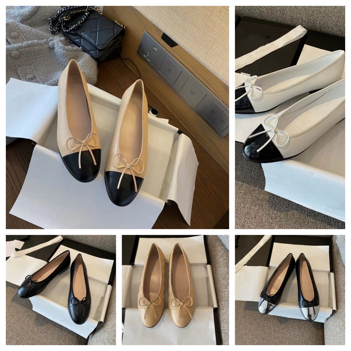 New color ballet pumps cap toe flat beige black classics Women Dress Shoe bowknot Casual Summer fashion Designers Luxury office lady shoes exemption ballerina