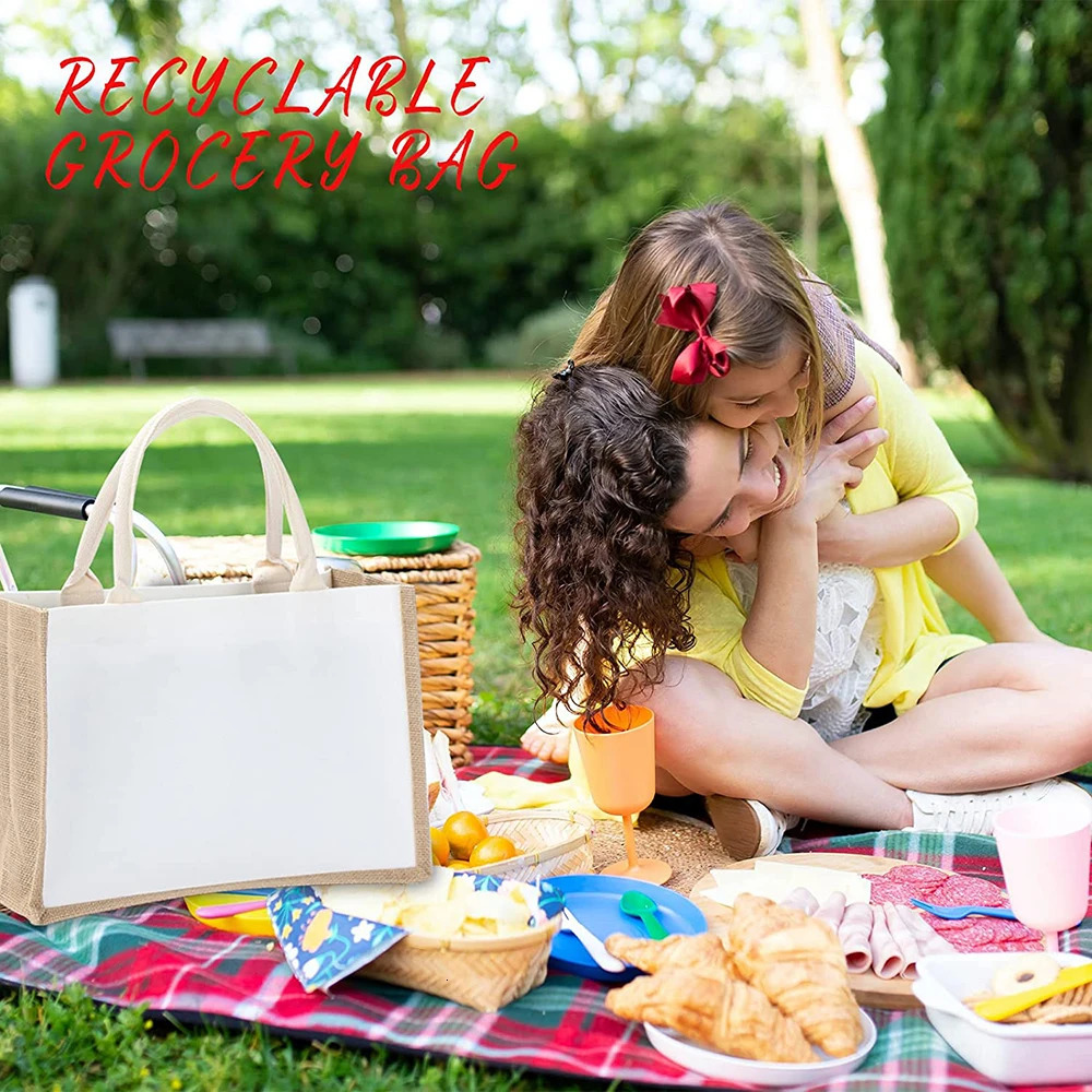 Custom Beach Burlap Tote Bags Personalized Bridesmaid Bachelorette Bridal Party Girls Trip Gifts Canvas Jute Shopper 240106