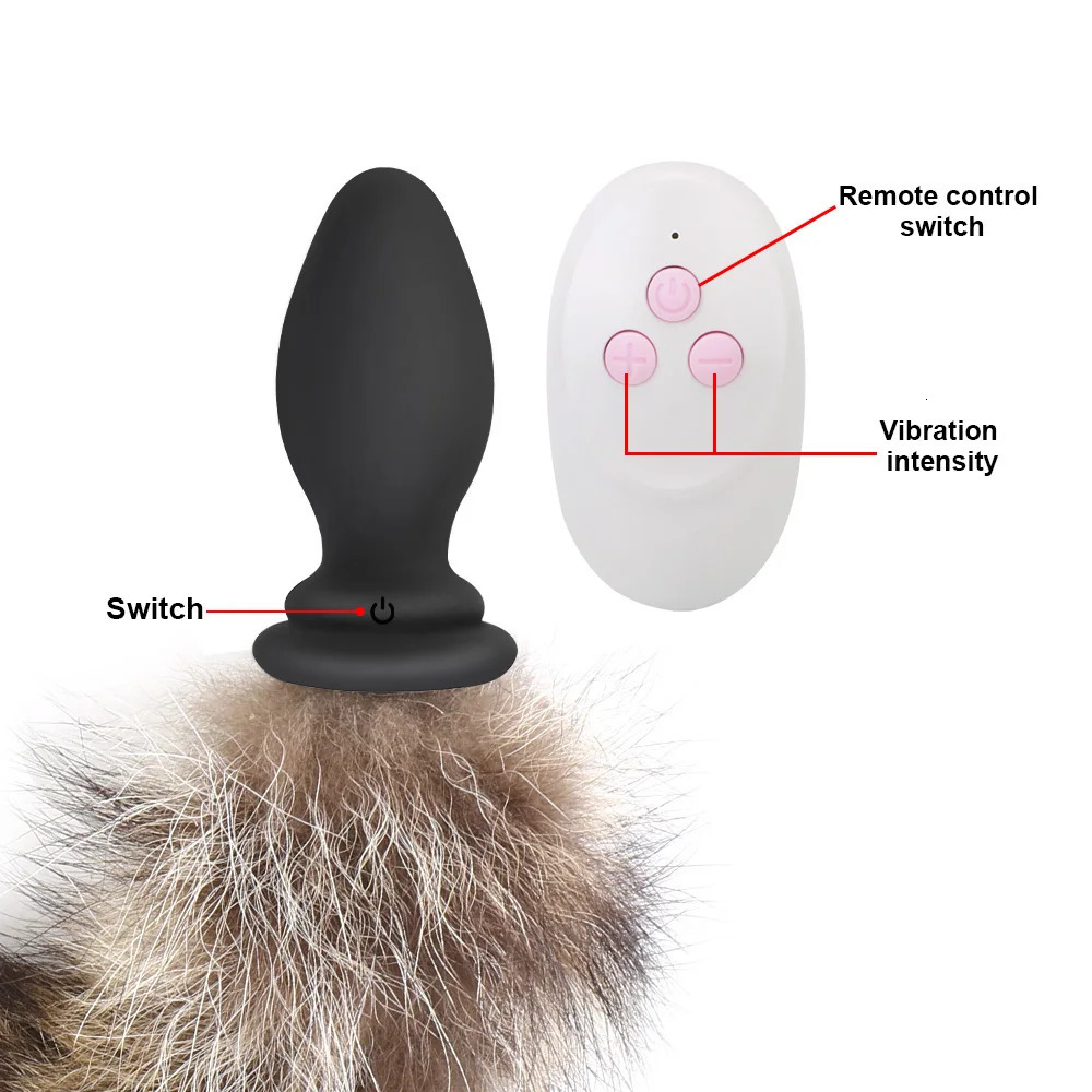 Sexy Fox Tail Fur Anal Plug For Women Vibrators Cordless Butt Dilator Anus Expander Men Couple Flirt Tools Sex Toys Adult Games 240105