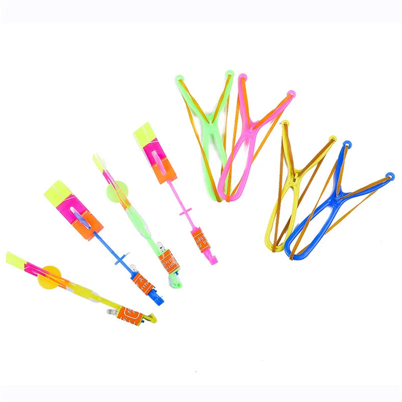 50pcs Amazing Light Toy Rocket Helicopter Flying Toy LED Light Toys Party Fun Gift Rubber Band Catapult 240105 - view 4