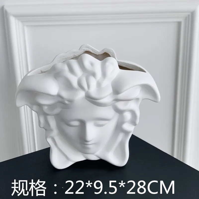 Nordic Human Face Resin Vase Medusa wer Arrangement Gorgon Dried Office Home Interior Decor 240106