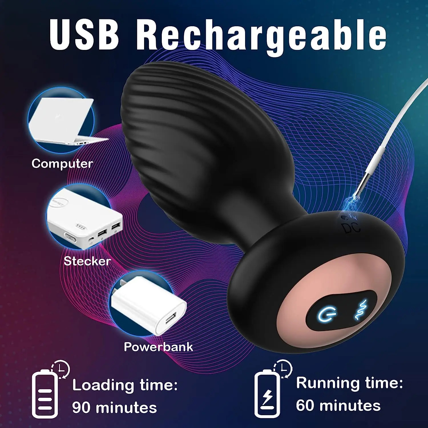 360 Rotation Vibrating Anal Plug 7 Speeds Remote Control Butt Plug Vibrator Prostate Massage Anus Sex Toys For Men Women Adult 240105