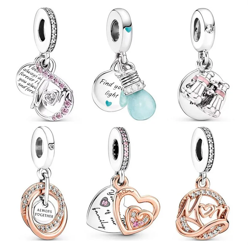 Silver New S925 Snake European Charm Eternal Symbol Suitable For Bracelet Heart Shaped Pendant DIY Women's Jewelry Free Shipping
