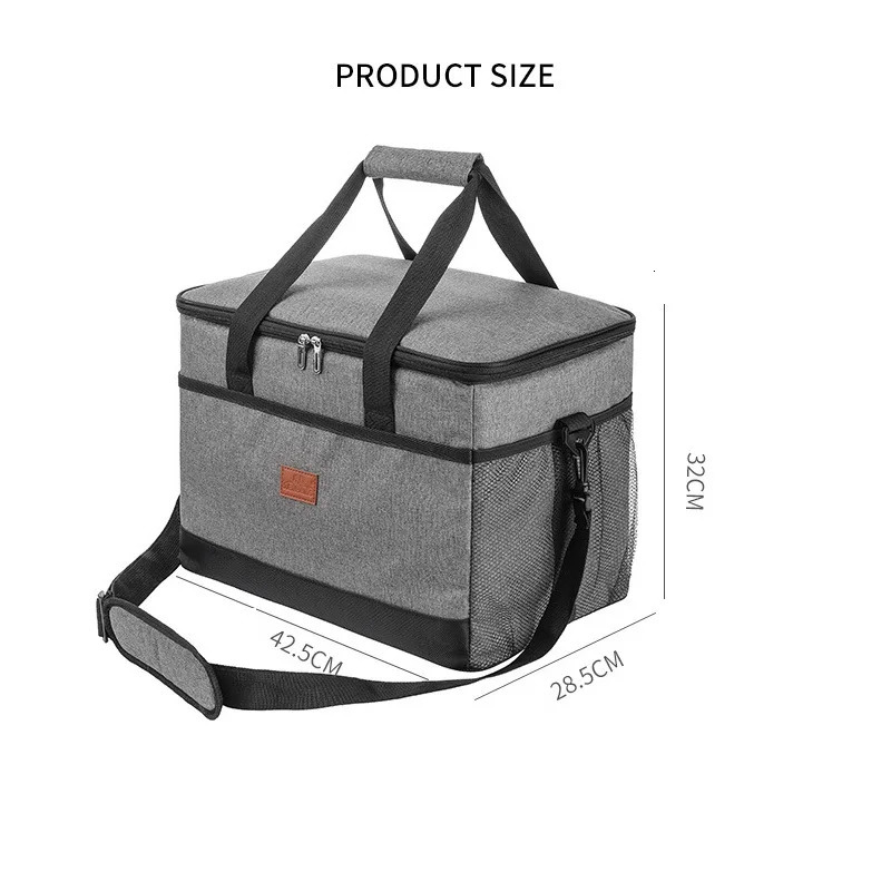 Super Large 32L Thermal Cooler Bag with Hard Liner Insulated Picnic Lunch Box Fresh Drinking for Camping BBQ Outdoor Parties 240106