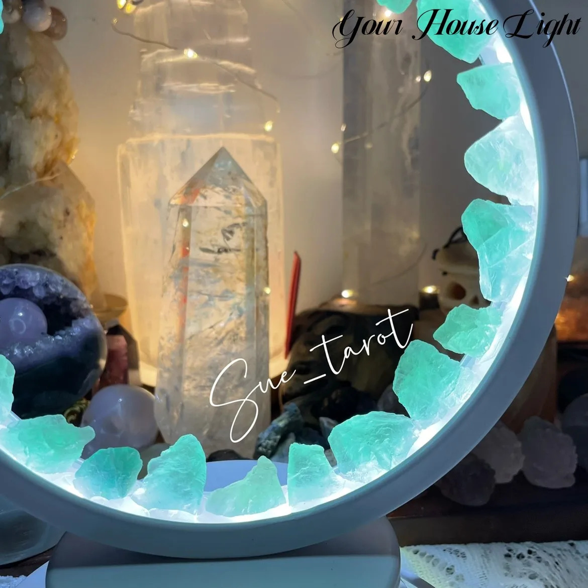Creatitive Energy Mineral Stone Lamp Healing Crystals Night Light Home Lucky Gather Wealth Decoration Reiki Chakra 240106 - view 6