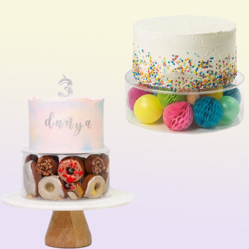 Bakeware Tools TX 152025cm Clear Acrylic Fillable Cake Stand Tillers Decoration For Baking Reusable RoundAcrylic Discs Topper