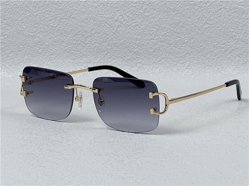 vintage sunglasses 0104 men design small framless square shape retro glasses UV400 eyewear gold light color lens