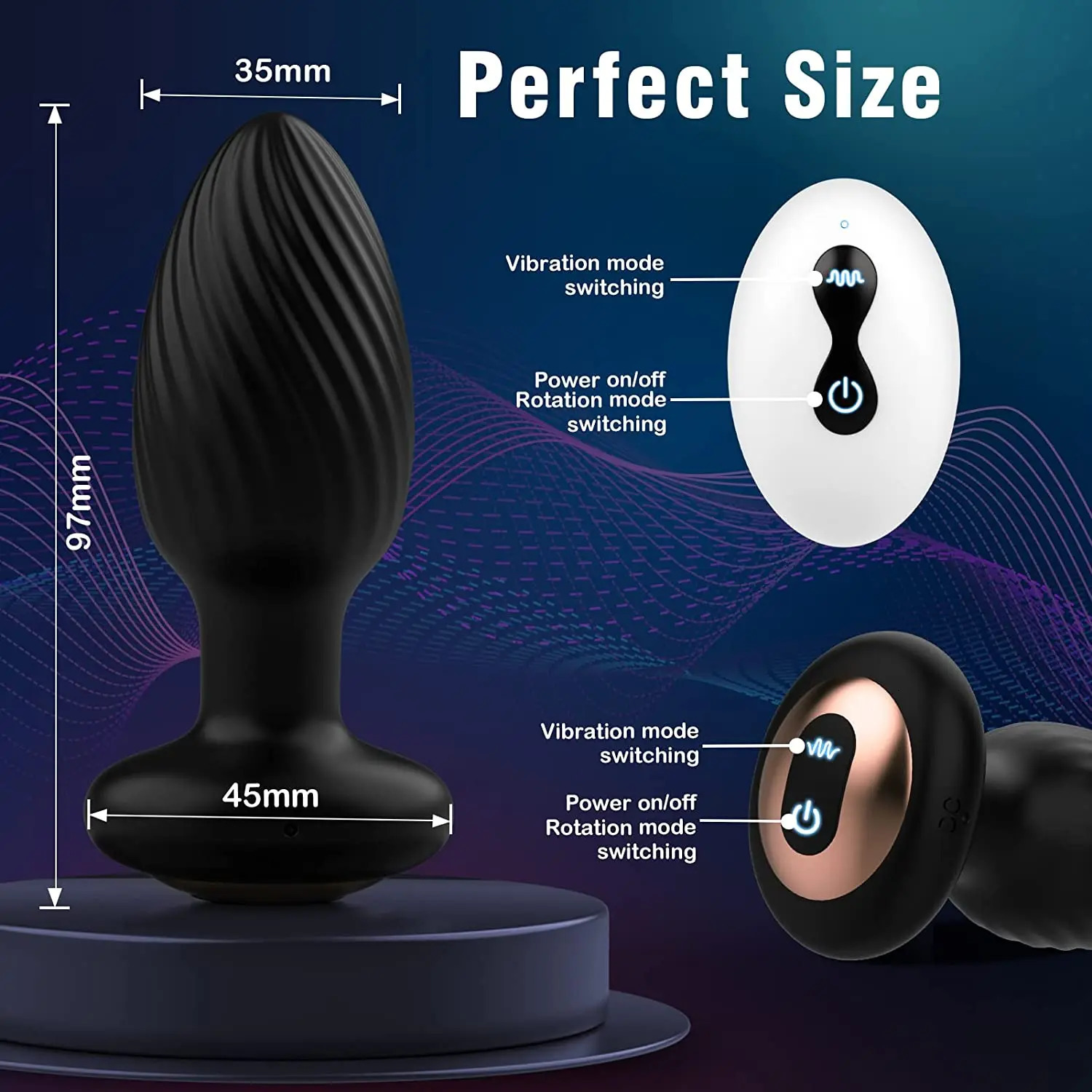 360 Rotation Vibrating Anal Plug 7 Speeds Remote Control Butt Plug Vibrator Prostate Massage Anus Sex Toys For Men Women Adult 240105