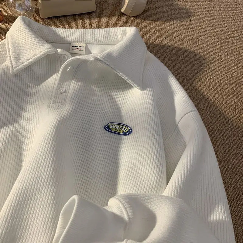 Autumn and Winter Men and Women Trend Thickened POLO Couple Personalized Korean Casual Vintage Sweater harajuku y2k 240106