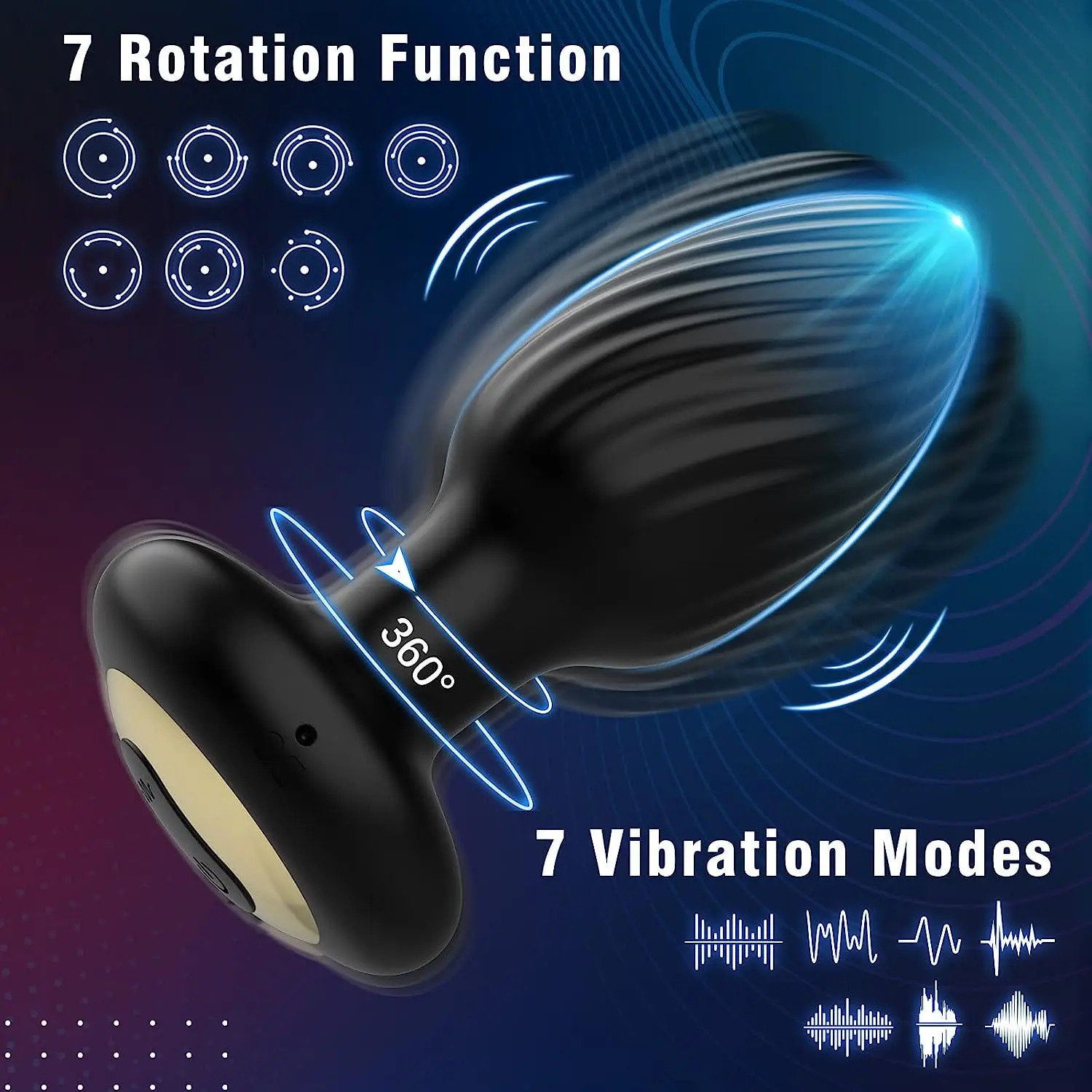 360 Rotation Vibrating Anal Plug 7 Speeds Remote Control Butt Plug Vibrator Prostate Massage Anus Sex Toys For Men Women Adult 240105
