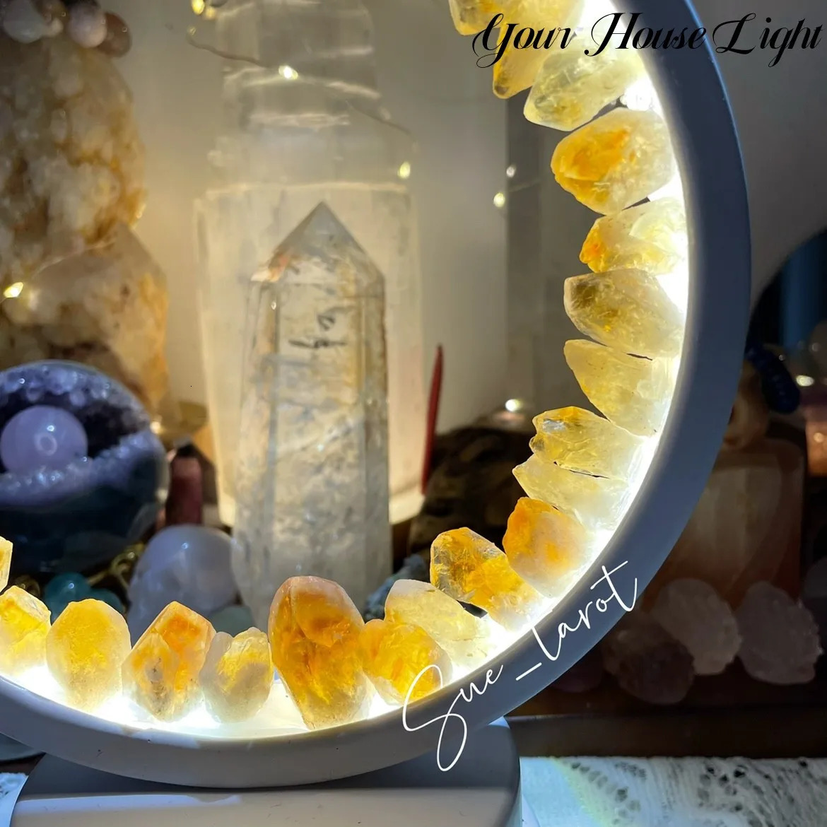 Creatitive Energy Mineral Stone Lamp Healing Crystals Night Light Home Lucky Gather Wealth Decoration Reiki Chakra 240106 - view 4