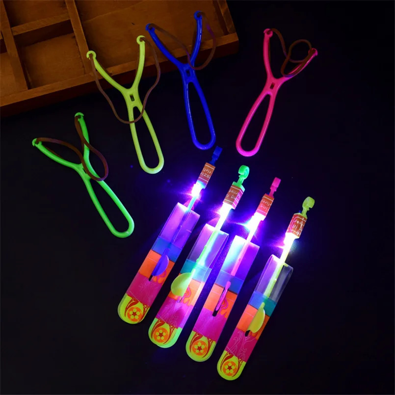 50pcs Amazing Light Toy Rocket Helicopter Flying Toy LED Light Toys Party Fun Gift Rubber Band Catapult 240105 - view 3