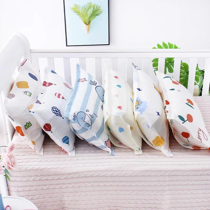 Cartoon Children's Bed Pillowcase Breathable Rectangular 100 Cotton Baby Pillow Case Envelope Infant Protective Cover 240106