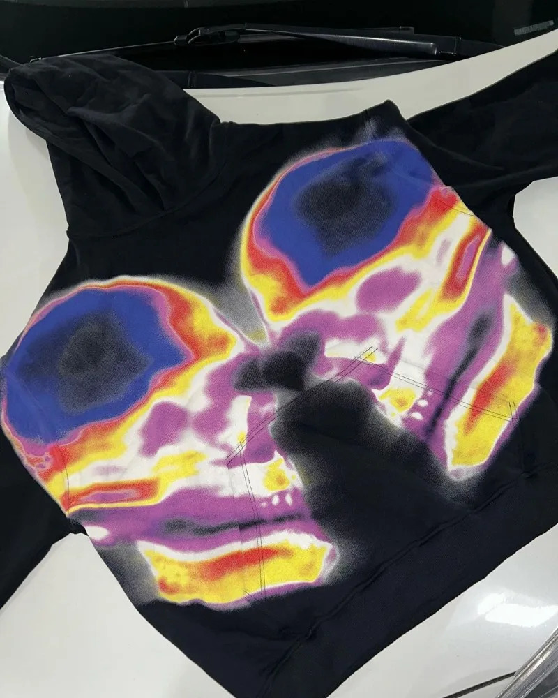 American High Street skull print hoodie men winter y2k Goth punk original super Dalian hoodie couple casual loose sweatshirt 240106