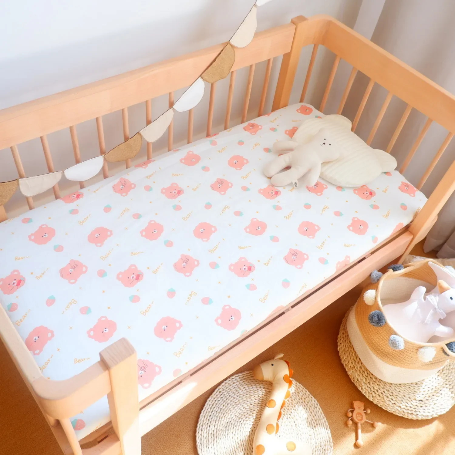 Baby Sheets Muslin Cotton Soft Crib Fitted Mattress Cover Craddle Cot Boys Girls born Bedding Set 130x70cm 240106
