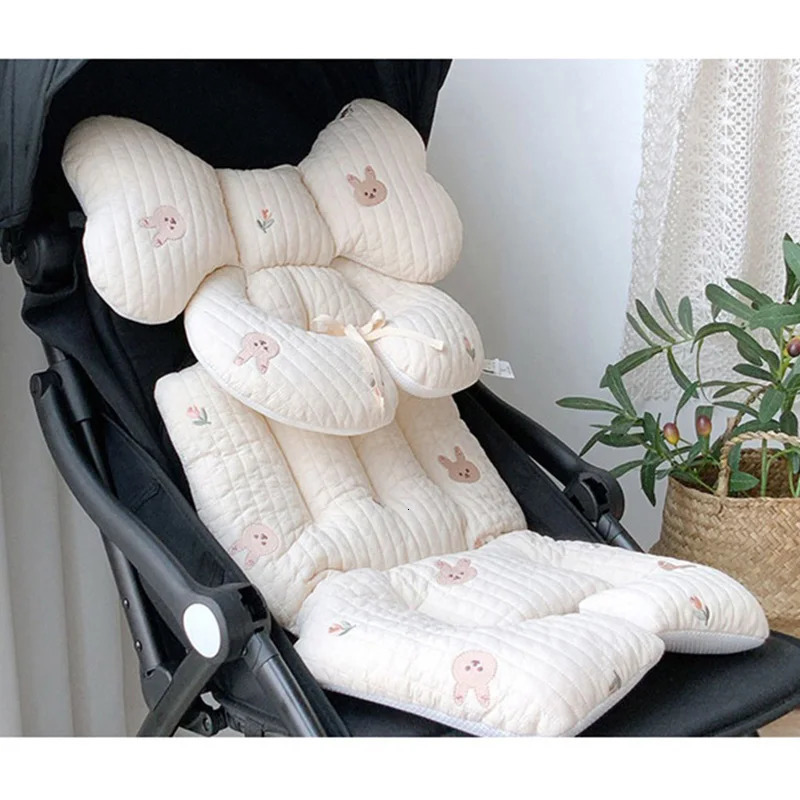 Baby Stroller Seat Liner Protector born Cotton Car Cushion Pad Infant Toddler Neck Support Cart Mattress Mat Pram Accessories 240106