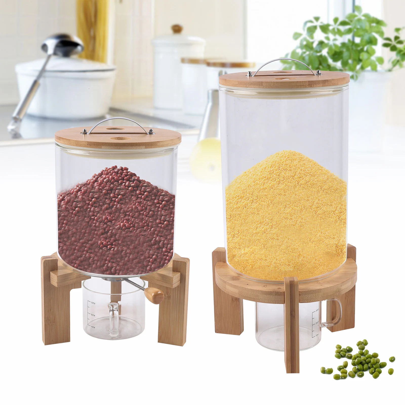 Flour and Cereal Container 5L/7.5L Rice Dispenser Creative Glass Food Storage Container for Kitchen Organization 240106