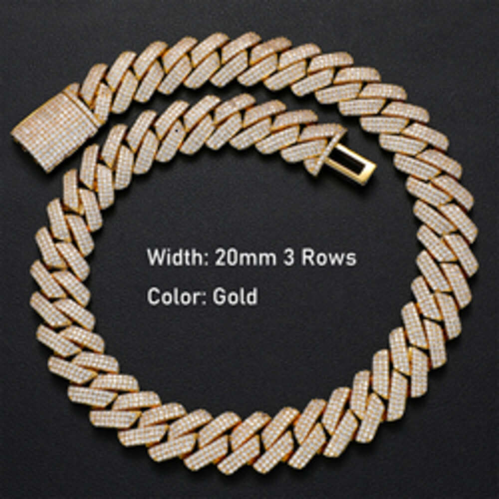 Cubana Rappers Hip Hop Jewelry Fashion 20mm Cuban Link Chain Gold Silver Plated Brass Cz Diamond Iced Out Necklace for Men