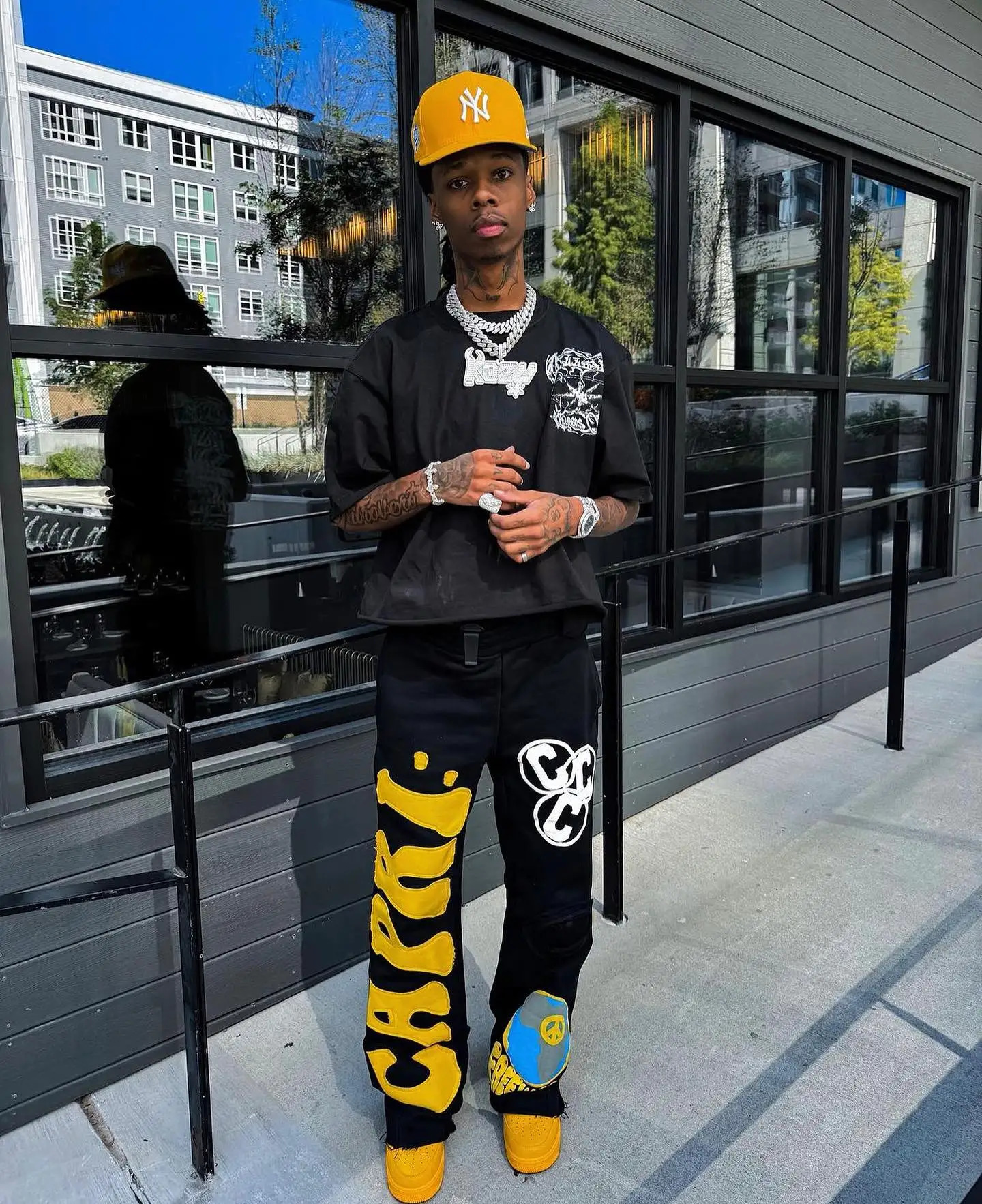 Baggy Hosen Y2k Harajuku Punk Pattern Patchwork Mens Pants Hip Hop Joggers Versatile Straight Trousers Casual Sports Streetwear 240106