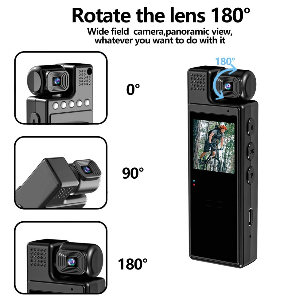 Wifi Mini Camera Full HD 180 Rotate Sports Bodycam Digital Video Recorder BodyCam Infrared Night Vision Camcorder 240106
