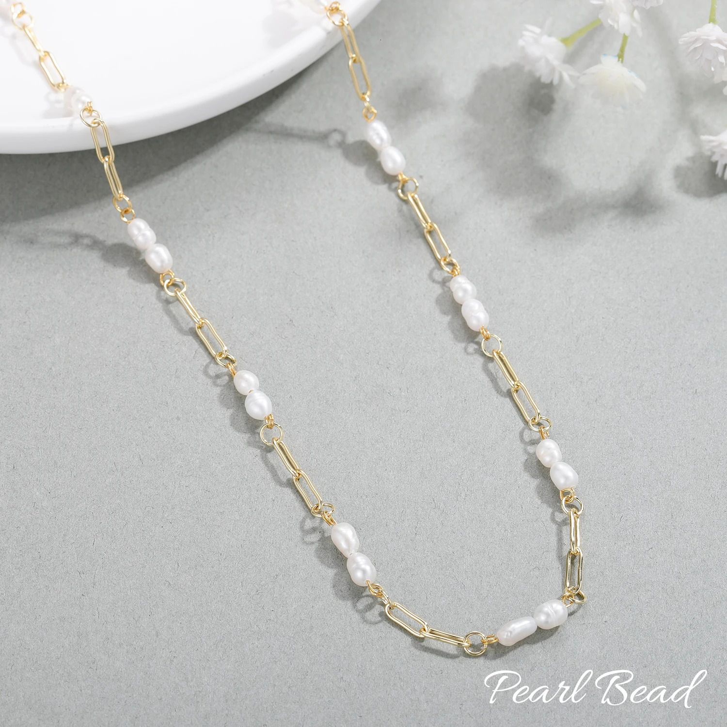 Dainty Pearl Choker Necklace BraceletGold NecklaceReal Freshwater PearlsNecklace And Bracelet Set Adjustable Jewelry 240106