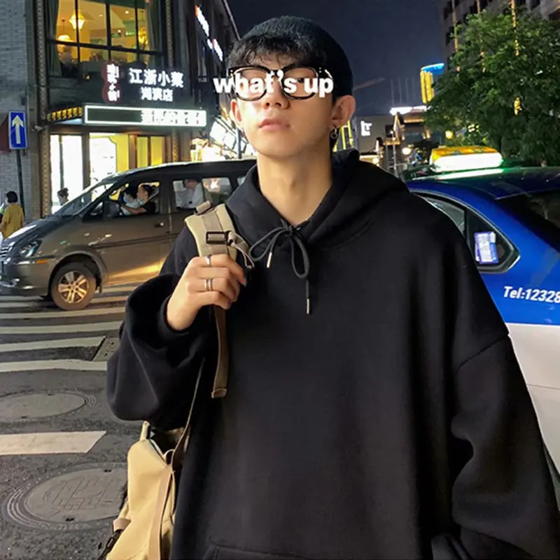 Men Women Casual Hooded Sweatshirt Long Sleeve Pullover Solid 18 Colors Hip Hop Autumn Winter Korean Fashion Couple Hoodies Y2K 240106