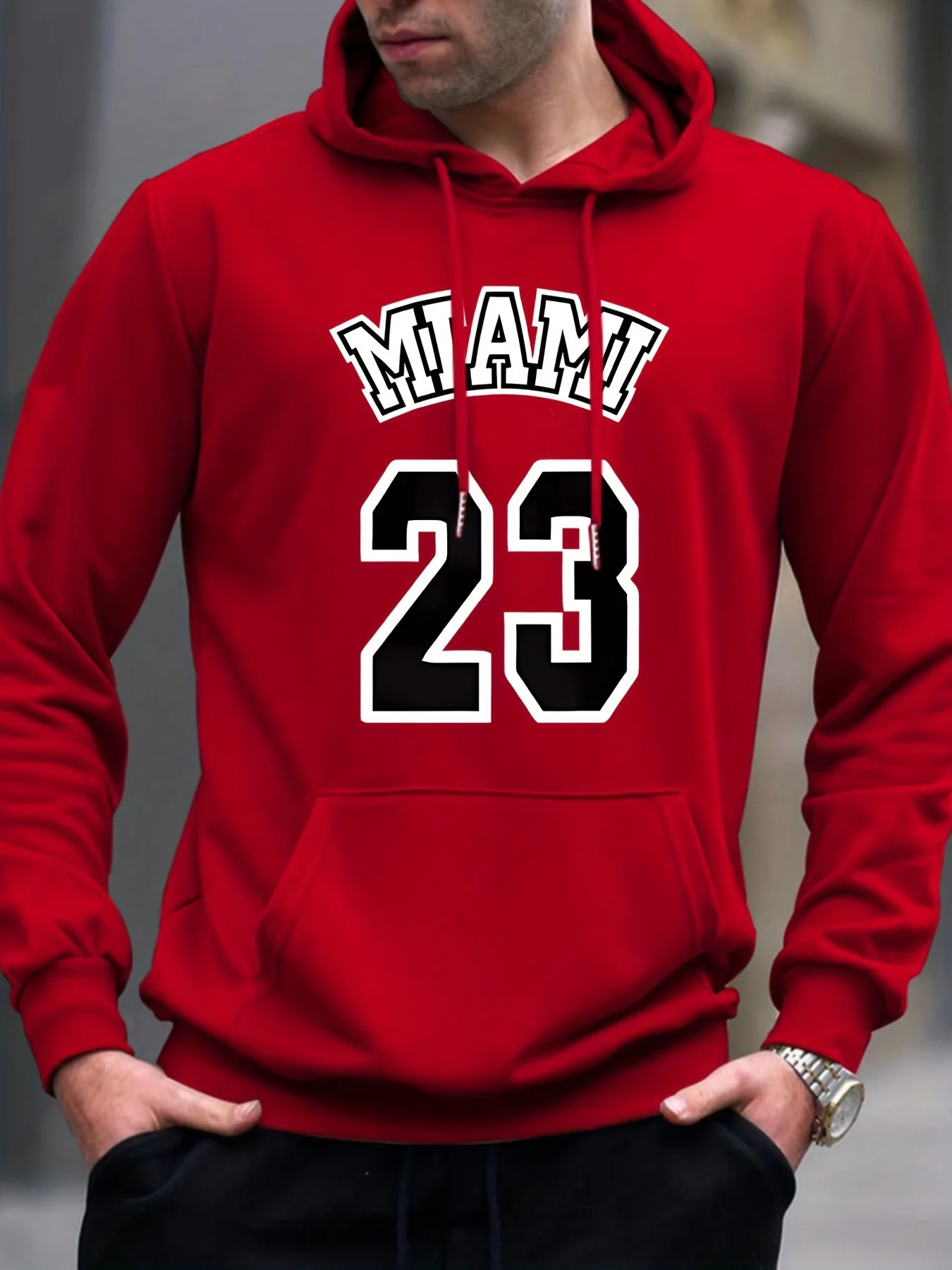 Men's Autumn Winter Loose Fitting Long Sleeved Hoodie 240106