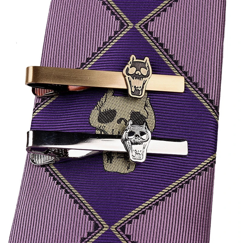 Anime JoJo's Bizarre Adventure Tie Clip Kira Yoshikage Cosplay Pin Men Fashion Necktie Skull Bar Props 240106bj