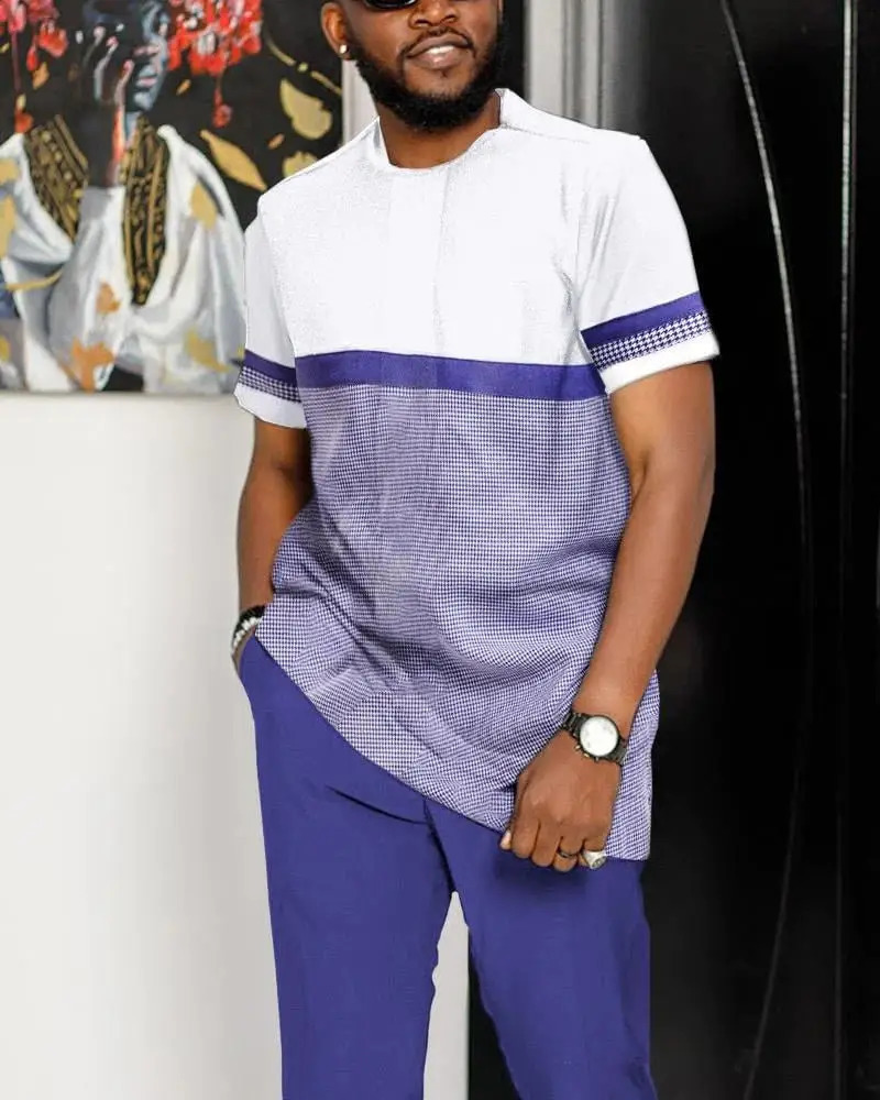 Summer Tracksuit Suit Oversized T Shirt Trousers Fashion Streamline 2 Piece Set Men Short Sleeve Pants Casual Streetwear Blue 240106