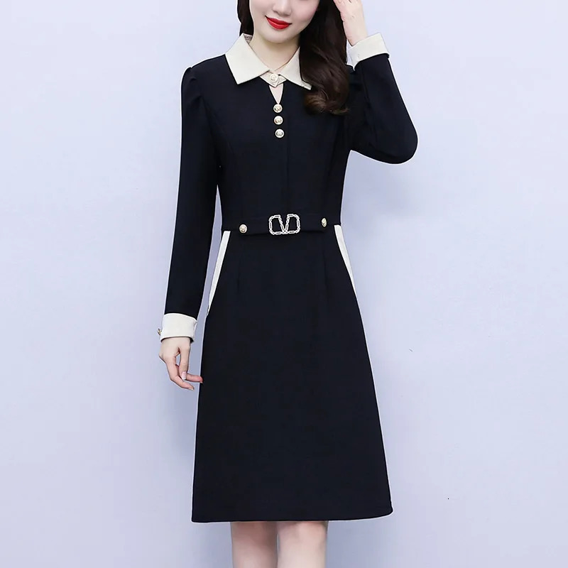 Autumn Korean Fashion Suit Dress Women's Business Casual Mature Fashion Belt Dresses Elegant Professional Attire 240106