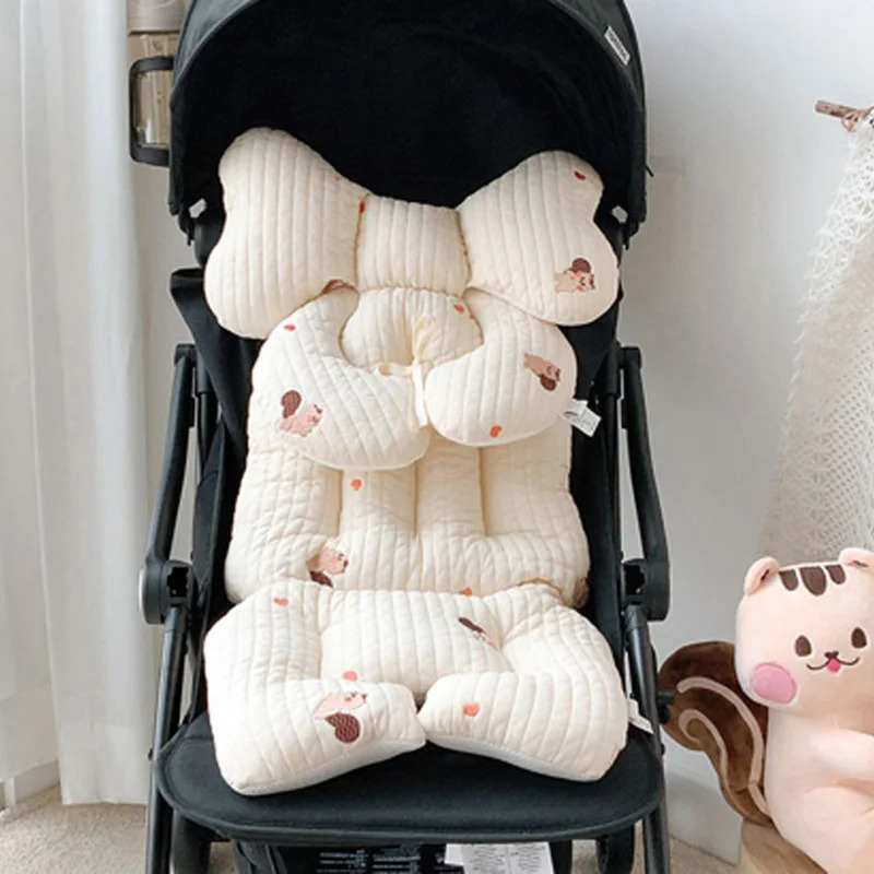 Baby Stroller Seat Liner Protector born Cotton Car Cushion Pad Infant Toddler Neck Support Cart Mattress Mat Pram Accessories 240106