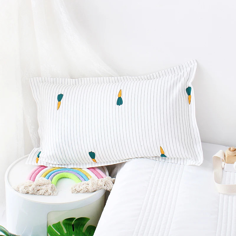 Cartoon Children's Bed Pillowcase Breathable Rectangular 100 Cotton Baby Pillow Case Envelope Infant Protective Cover 240106