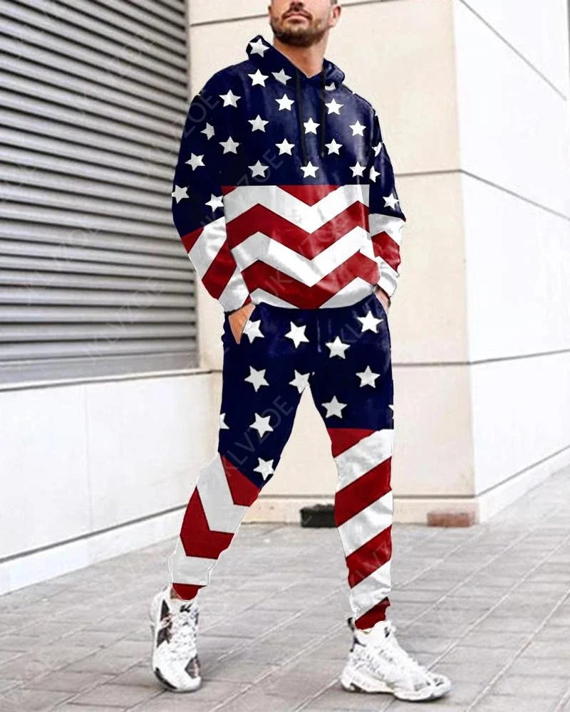 Hip Hop 3D Plaid Line Print Hoodie Pants Set Cool Men's/Women's 2-Piece Tracksuits Tracksuit Sets Spring Autumn Menswear 240106