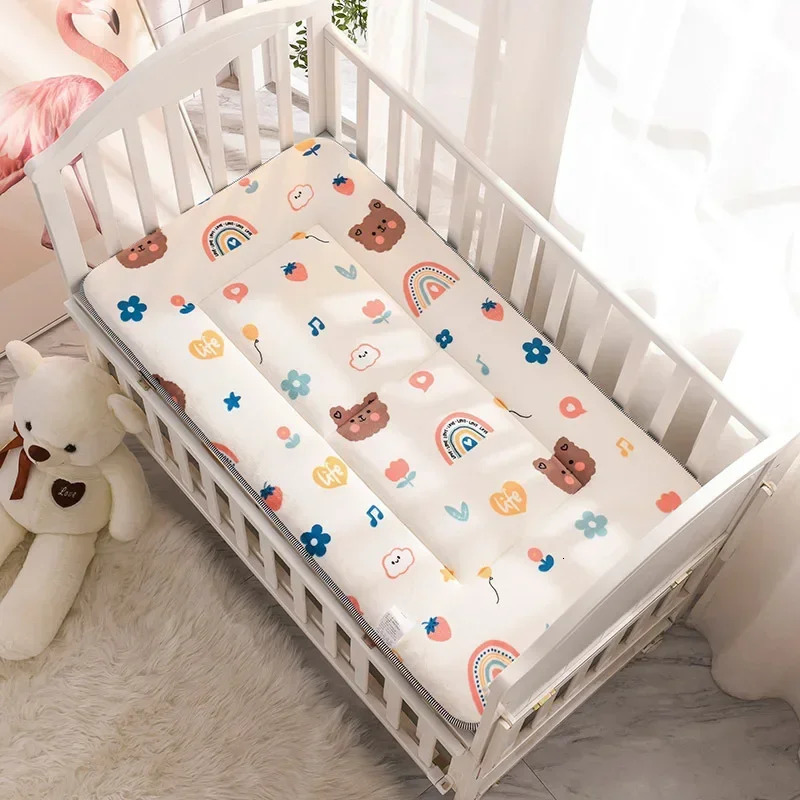 Baby Crib Bedding Set 120x60cm Toddler Bed Mattress Pad Fleece Breathable Boys Girls Cartoon Room Cute Floor Play Mat 240106