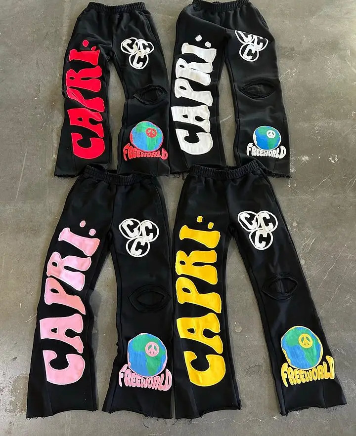 Baggy Hosen Y2k Harajuku Punk Pattern Patchwork Mens Pants Hip Hop Joggers Versatile Straight Trousers Casual Sports Streetwear 240106