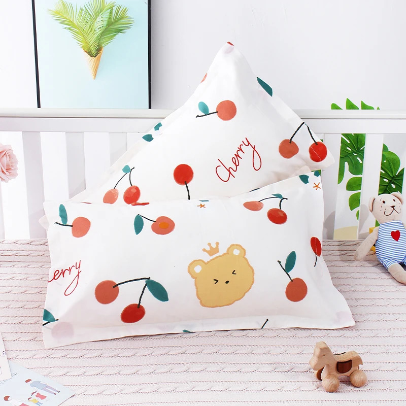 Cartoon Children's Bed Pillowcase Breathable Rectangular 100 Cotton Baby Pillow Case Envelope Infant Protective Cover 240106