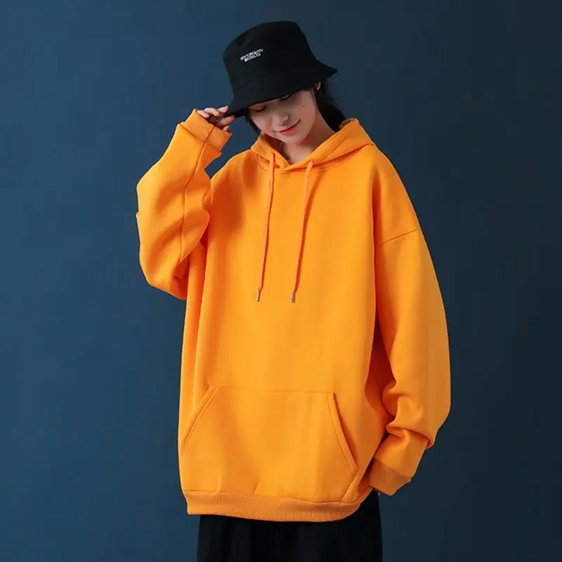 Men Women Casual Hooded Sweatshirt Long Sleeve Pullover Solid 18 Colors Hip Hop Autumn Winter Korean Fashion Couple Hoodies Y2K 240106