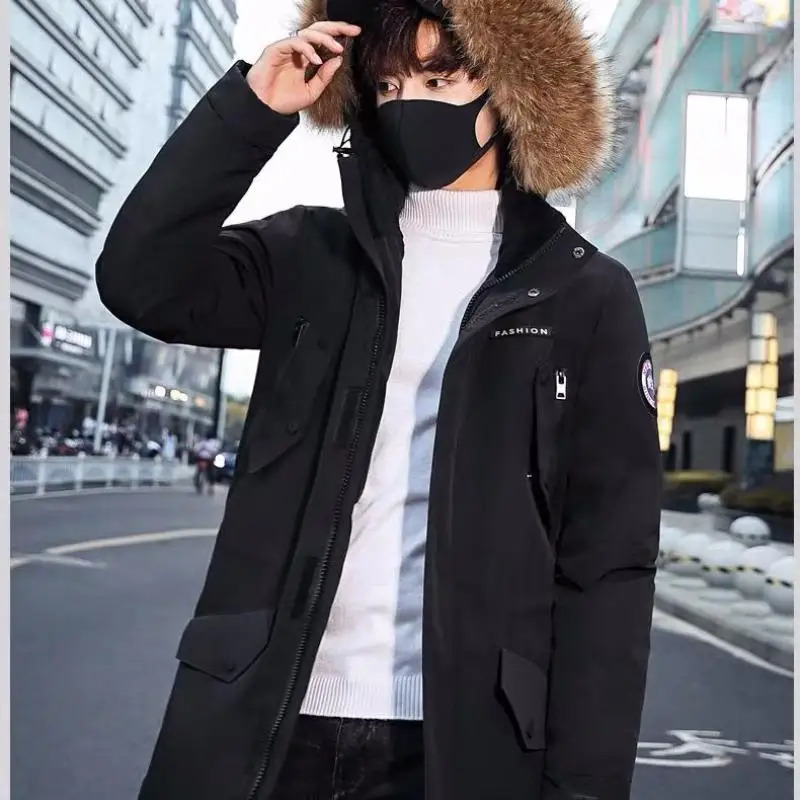 Men Winter Duck Down Coats Hooded Fur Collar Long Down Jackets High Quality Male Outdoor Windproof Warm Casual Winter Jackets 240106