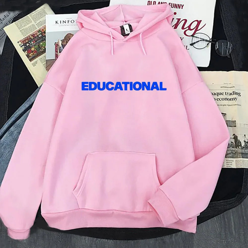 Letter Graphic Sweatshirt Educational Hoodies Hooded Men Long Sleeve Casual Streetwear Y2k Clothes Women Aesthetic Winter Tops 240106