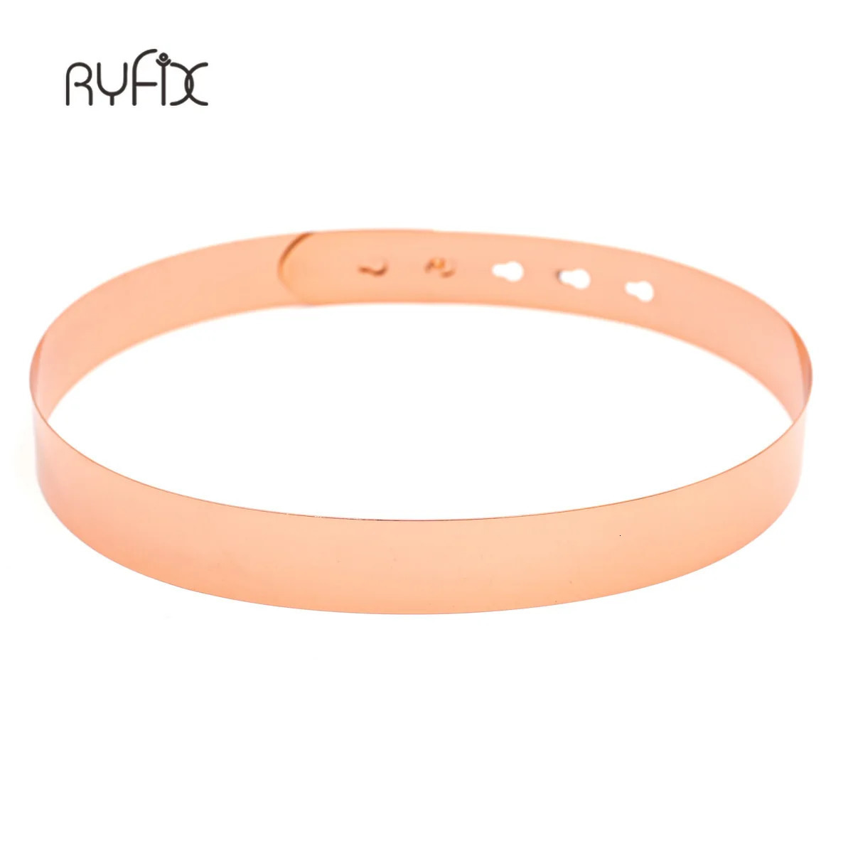 Women Punk Full Metal Mirror Skinny Waist Belt Metallic Rose Gold Plate 2cm 3cm 45cm Wide Chains Ceinture Sashes Dresses 240106